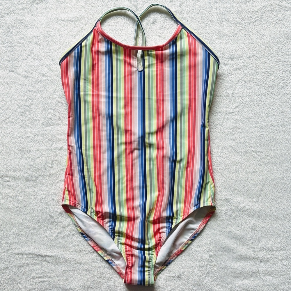 Colorful Striped Kids One-Piece Swimsuit